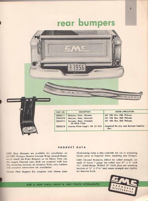 1956 GMC Accesories Brochure Page 5